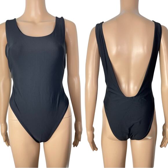 Aerie Super Scoop Black Plunging Back One Piece Swimsuit - Picture 11 of 11